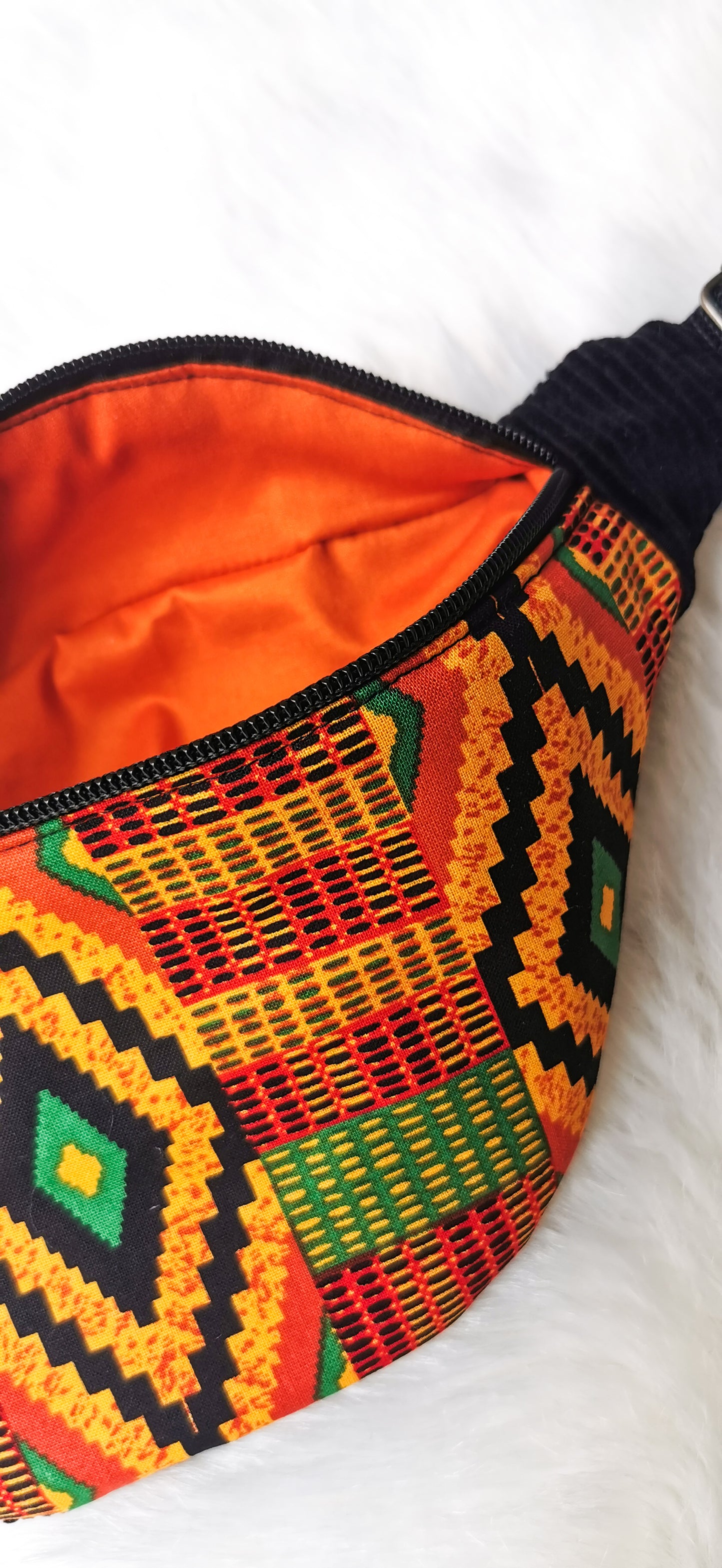 Cord Bauchtasche Cross Body Bag Afrikanisches Muster Terracotta Orange