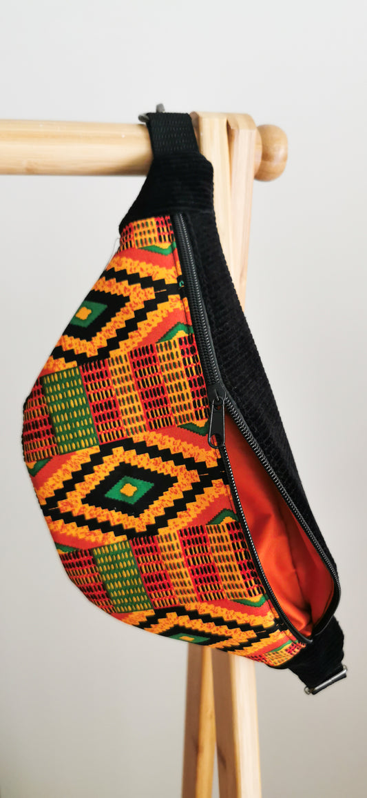 Cord Bauchtasche Cross Body Bag Afrikanisches Muster Terracotta Orange