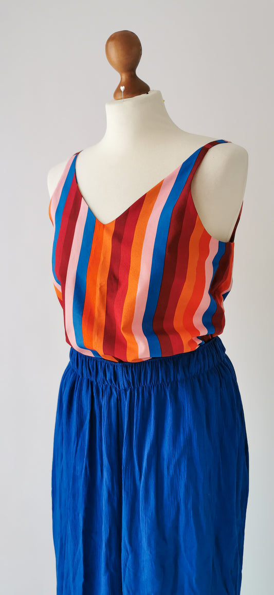 MONA Sommer Trägertop V-Ausschnitt aus Baumwolle Colorful Stripes