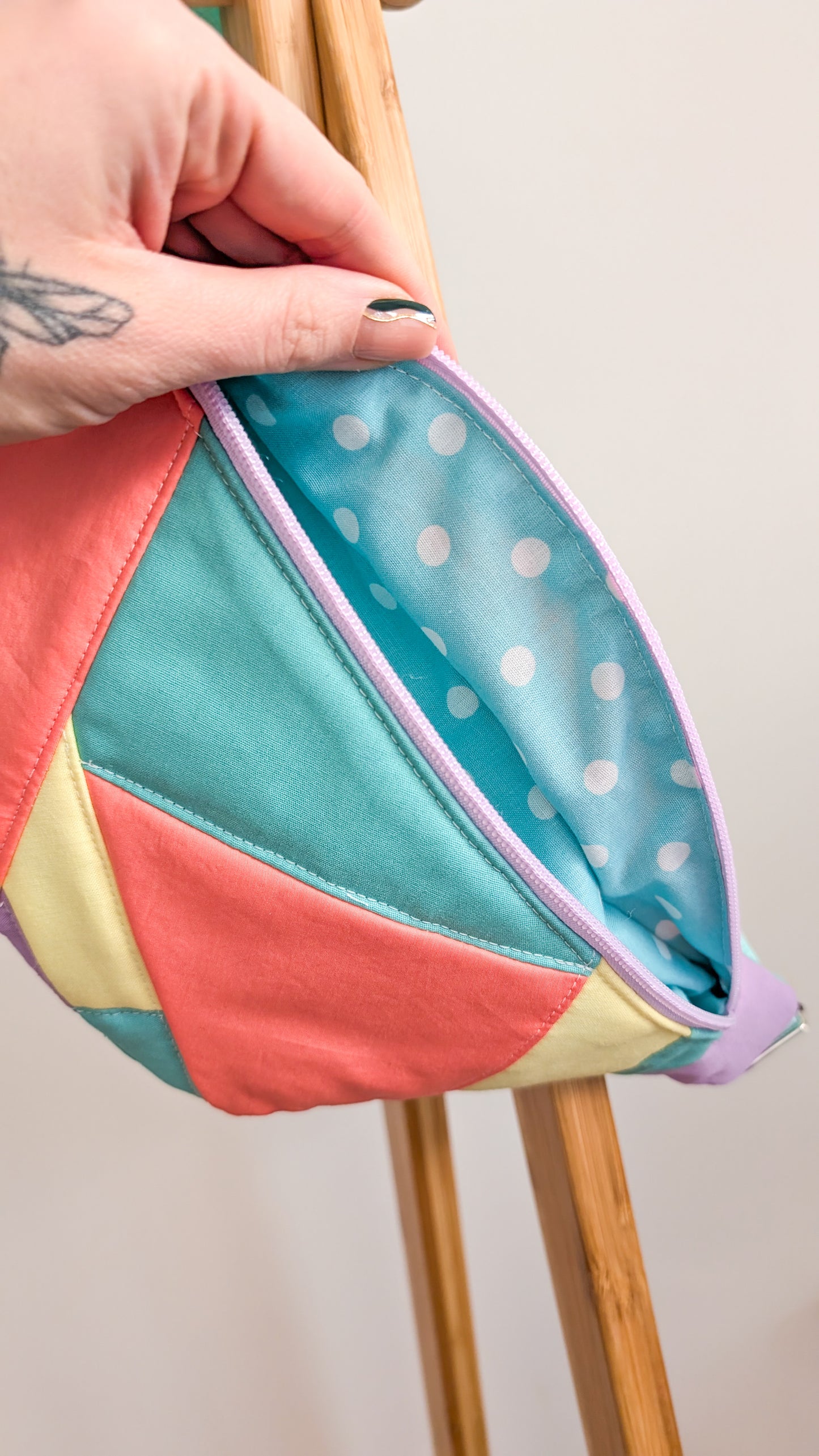 Zero Waste 80s Patchwork Hipbag Bauchtasche Cross Body Bag Pastell #2