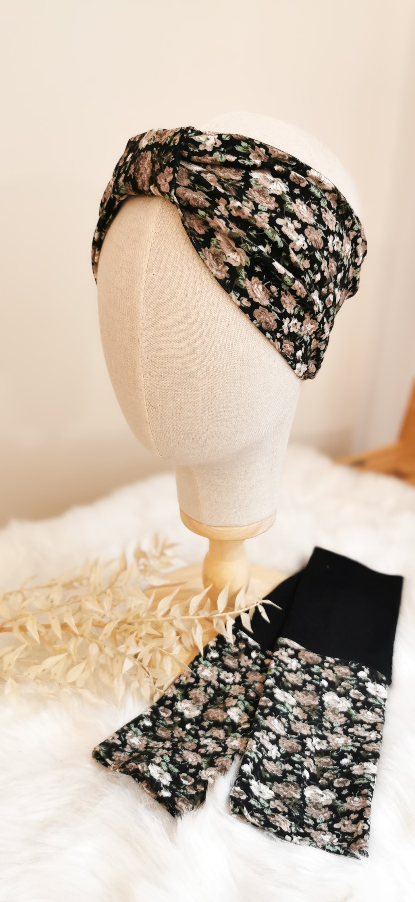 Turban Stirnband + Armstulpen Vintage Blumen