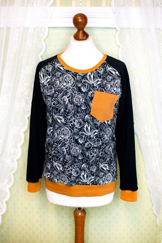 SAM_02 Raglan Longsleeve Sweater FLOWERS / Mustard | M